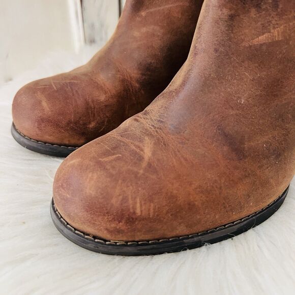 Timberland Earthkeepers Brown Leather Wooden Heel Half Chaps Ankle Booties - 9.5 - Picture 2 of 8